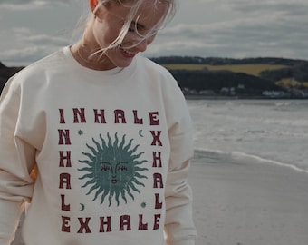 Coconut Milk 'Inhale Exhale' Womens Mystical Sweatshirt by ART DISCO