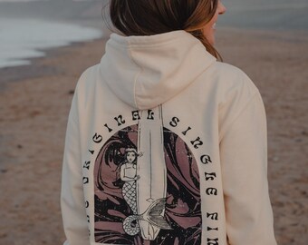 Coconut Milk 'Surfing Siren' Mermaid Sweatshirt Hoodie by Art Disco