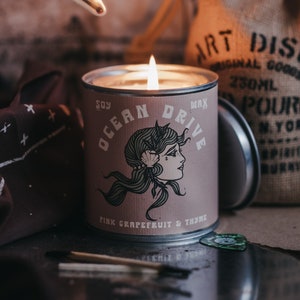 Soy wax "Ocean Drive" candle, hand poured in Whitby North Yorkshire by Art Disco