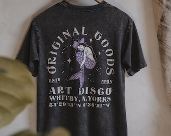 Acid Wash 'Original Goods' Meerjungfrau T-Shirt von Art Disco