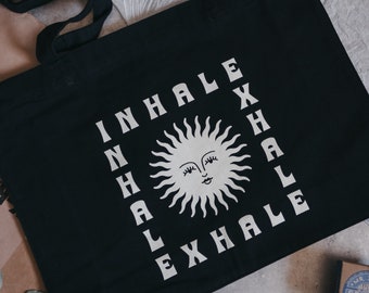 Recycled 'Inhale Exhale' sun print shopper tote bag by Art Disco