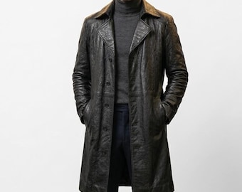 Zeno Inspired Leather Trench Coat – Resident Evil Cosplay Jacket, Sheepskin Villain Coat