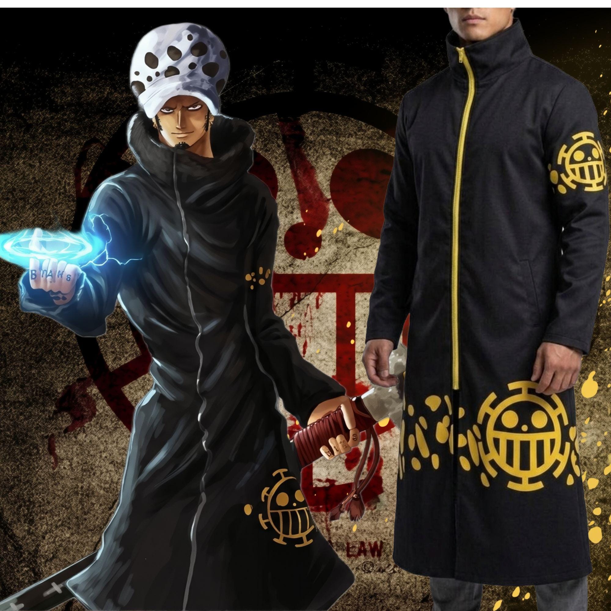 Trafalgar Law Cosplay Trench Coat – Black Anime Pirate Captain