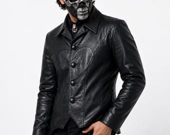 Papa V Inspired Black Leather Jacket | Ghost Perpetua Gothic Jacket | Singer Cosplay Costume | Rock Band Leather Jacket