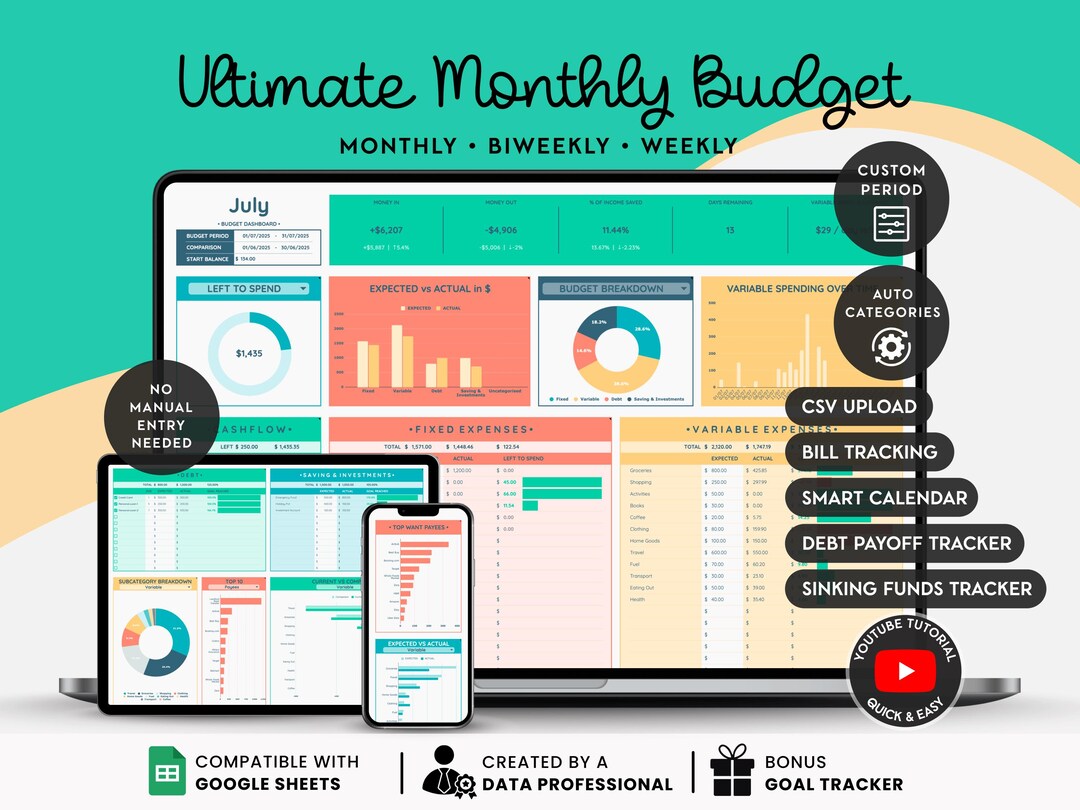 Ultimate Monthly Budget Planner: All-in-one Budget, Bills, Debt ...