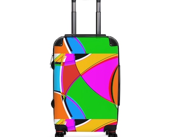 Abstracte koffer met kleurvlakken | Levendige geometrische handbagage