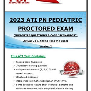 Guía de estudio para el examen supervisado de enfermería pediátrica ATI PN 2023 (preguntas estilo NGN)