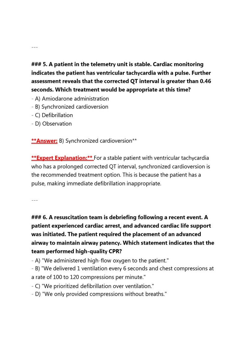 Examen final ACLS 2026 / 3 conjuntos de preguntas y respuestas ...