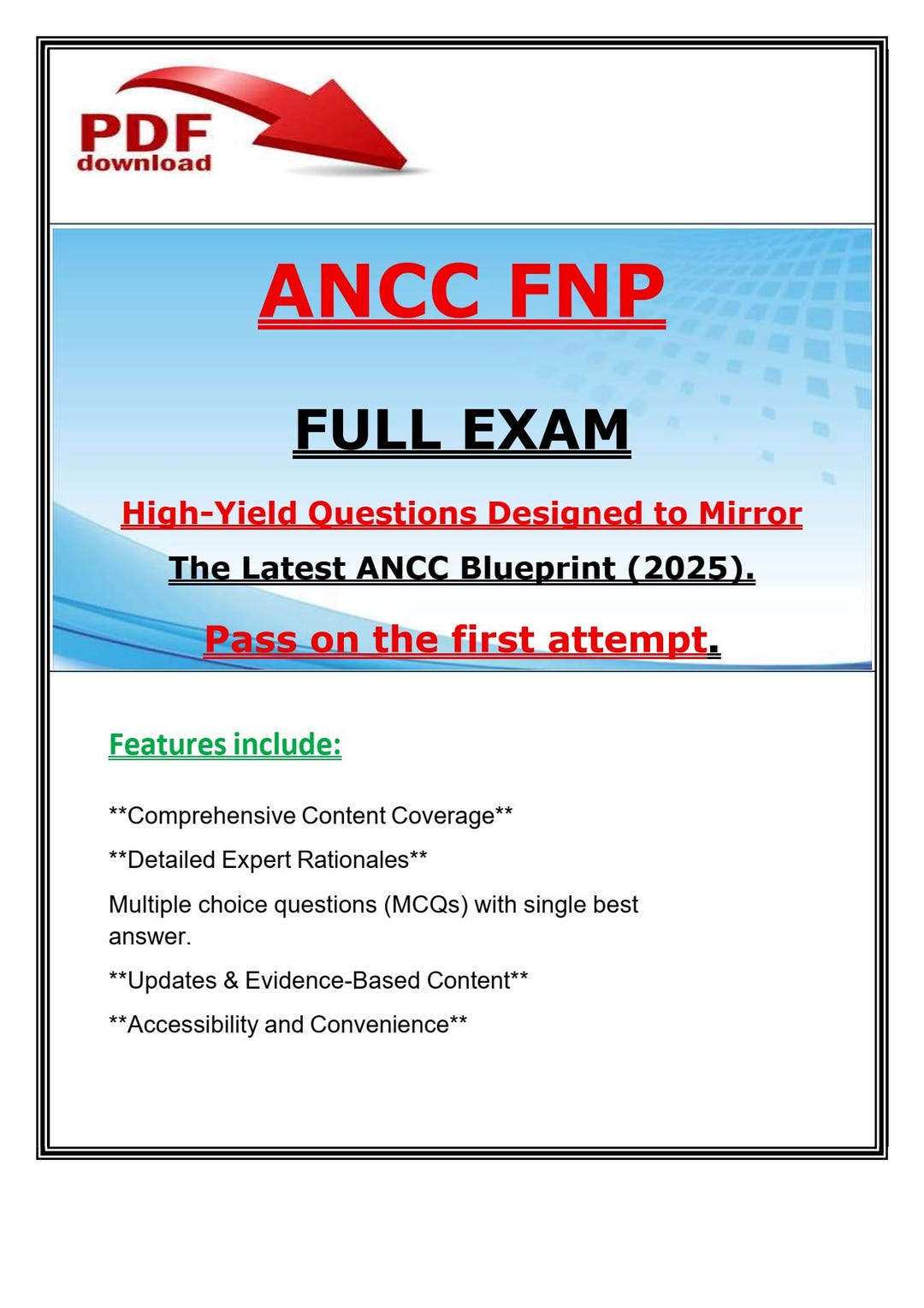 ANCC FNP Exam Study Guide | High-yield Questions & Answers (digital ...