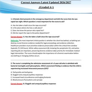 May include: A document titled "HESI RN EXIT Exam with NGN - Version B" with questions and answers, graded A+. The document includes questions about nursing scenarios and correct answers, with a red arrow and the text "PDF download" in the top left corner.