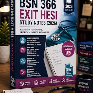 BSN 366 Exit HESI Study Notes (2026) | Nursing Interventions, Priority Scenarios, Rationales| Nightingale College-PDF