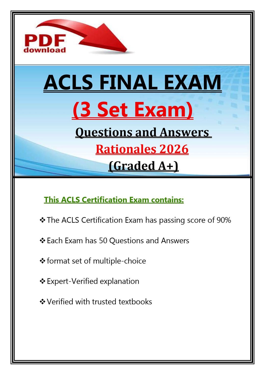 Examen final ACLS 2026 / 3 conjuntos de preguntas y respuestas ...