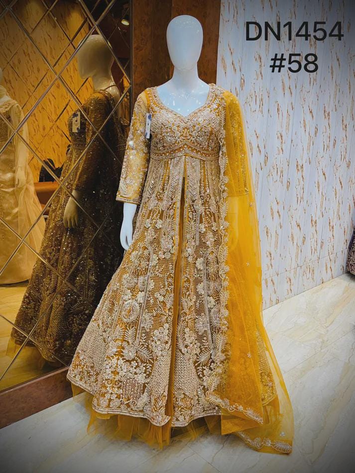 slim fit dress slacks Chic Yellow Floral Long Prom Dresses With Slit Puff Sleeve Evening Dre –  SELINADRESS main image 1