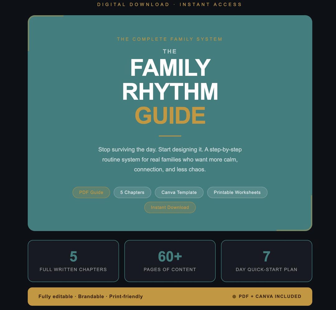 Family Daily Routine Guide PDF | Printable Routine Planner for Families ...