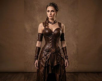Disfraz de gladiador de cuero hecho a mano, estilo gótico steampunk, armadura medieval renacentista, conjunto de cosplay.