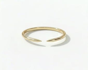 Open ring van massief 14 karaats goud: minimalistische trouwring met klauwsluiting, een elegant stapelbaar cadeau voor haar.