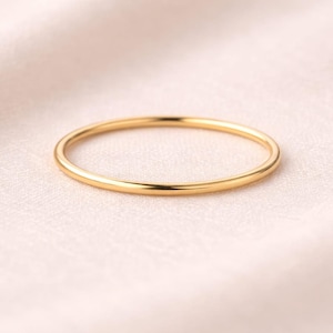 Anillo de boda fino de oro macizo de 14k, anillo apilable minimalista (1,2 mm)