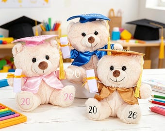 Gepersonaliseerde afstuderen teddybeer 2026 kleuterschool Grad teddybeer Pre-k Grad Bear aangepaste voorschoolse afstuderen beer afstuderen aandenken