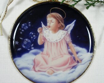 Angel Christmas Ornament, Snow Bubbles Angel