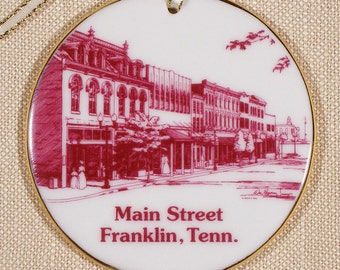 Franklin, TN, Ornament, Main Street I in Burgundy Porcelain