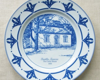 Carter House Collector Plate, Raymon Troup, Blue and White Porcelain