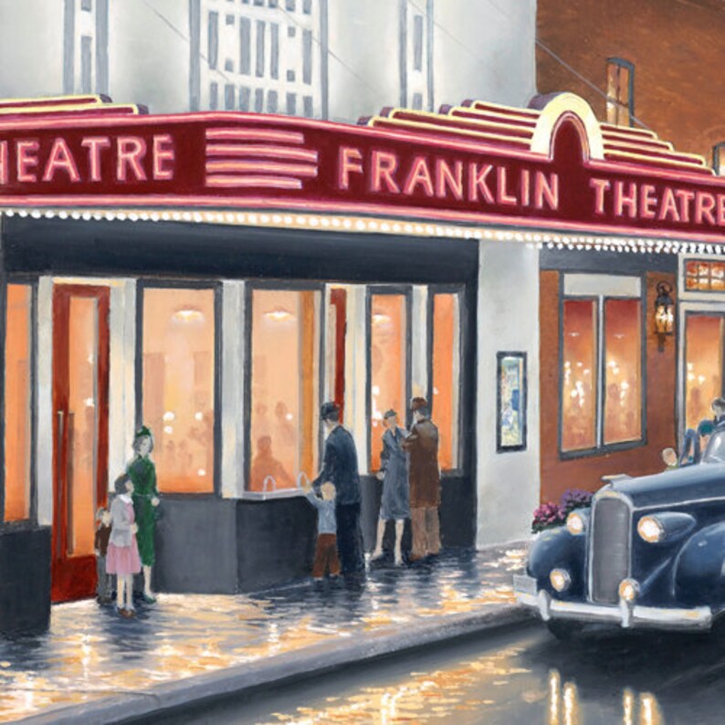 Franklin Theatre Print, a 28x36 Canvas Giclee by Wm. Raymon Troup Etsy