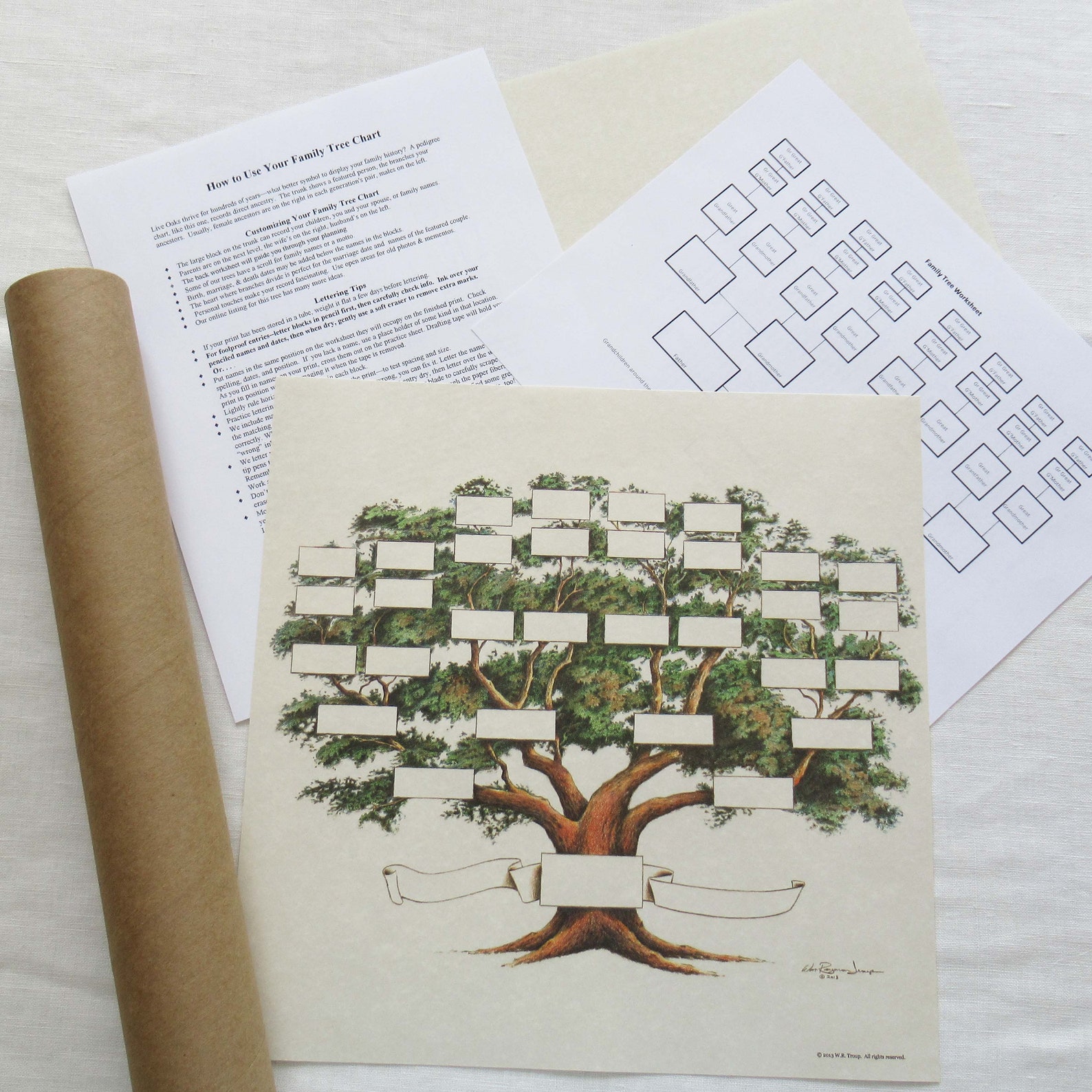 Family Tree Scrapbook Chart 12x12 inch 56 generations Etsy
