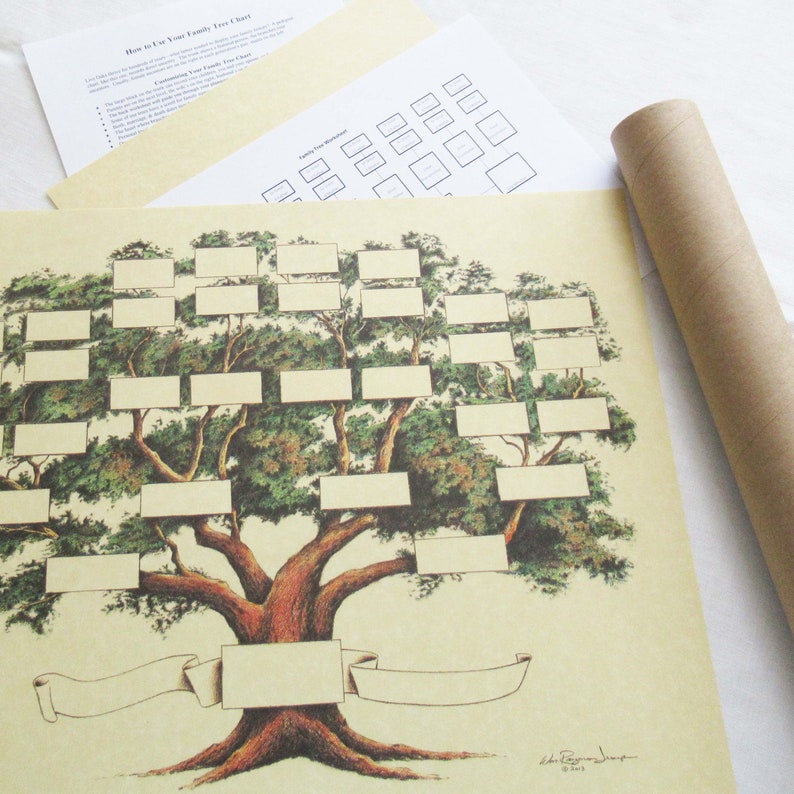 Family Tree Scrapbook Chart 12x12 inch 56 generations Etsy