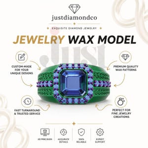 Jewelry Wax Model | Custom Ring Wax Pattern | 3D Wax Prototype | Casting Ready Design | JustDiamondCo