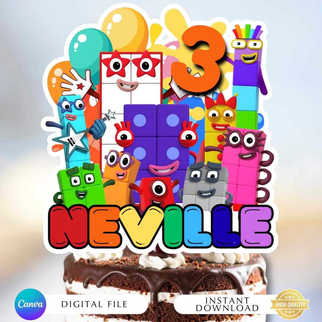 Number Blocks Cake Topper | Editable | Personalized | Custom ...