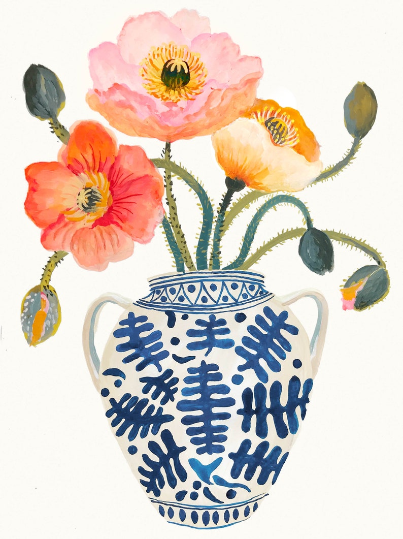 Poppies Giclee print Botanical illustration image 1