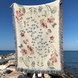 Woven cotton throw-  &quot;Spring Garden&quot; - order on demand