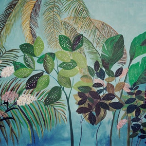 Turquoise tropical landscape - illustration - giclee print