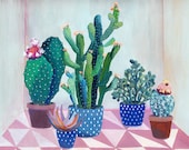 Cactus garden - illustration - giclee print
