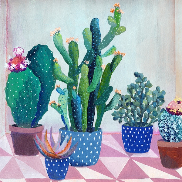 Cactus garden - illustration - giclee print