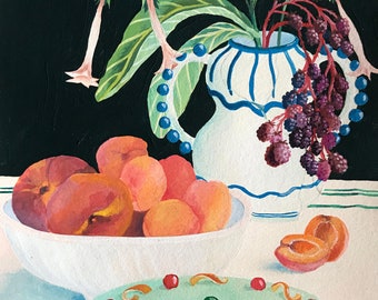 Cake and apricots- Giclee print
