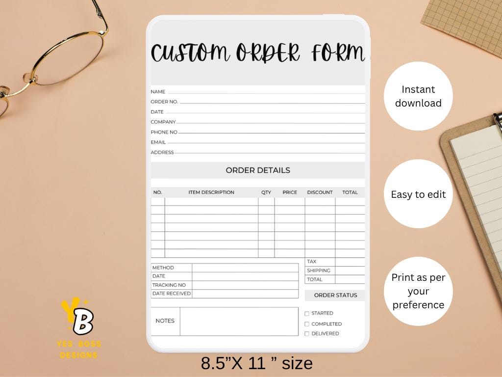Editable Custom Order Form Template | Canva Business | Instant Download ...