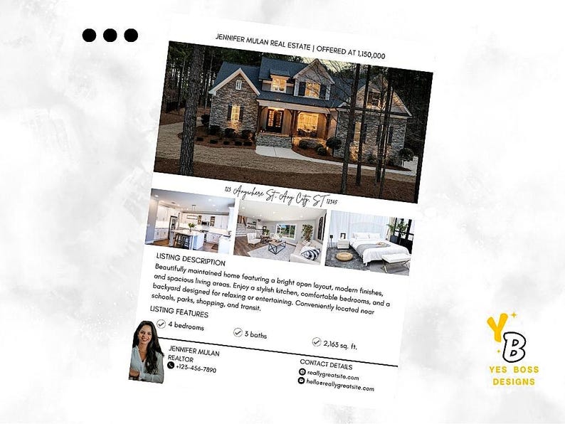 Real Estate Flyer Template, Modern Realtor Marketing, Open House Canva ...