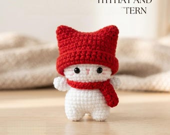 Häkelanleitung für ein Winterkätzchen (Amigurumi) als PDF, Katzenspielzeug für Anfänger (Digitaler Download)