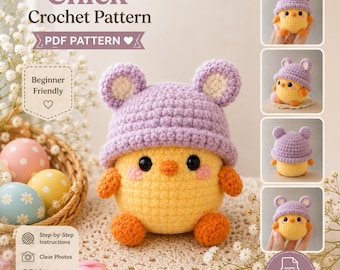 Häkelanleitung Küken, Bärenmütze Amigurumi, Anfänger PDF (Sofortiger Download)
