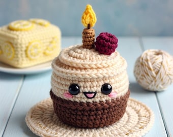 Geburtstagskuchen Häkelanleitung | Amigurumi Mini Food Plüschi (PDF Download)