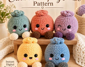 Kawaii-Dumpling-Plüschtier-Häkelanleitung (PDF), süßes Amigurumi-Plüschtier, einfaches Chenille-Häkelspielzeug