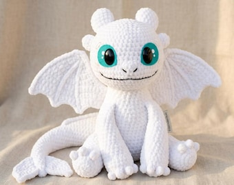 Häkelanleitung für einen hellen Furiendrachen – Amigurumi-Kuscheltier (PDF-Download)