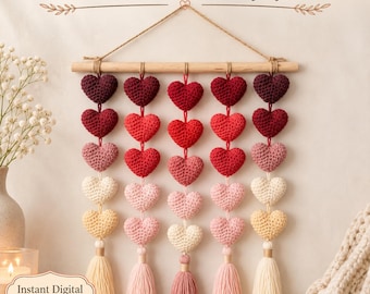Herz Wandbehang Muster | 3D Amigurumi Girlande (PDF Download)