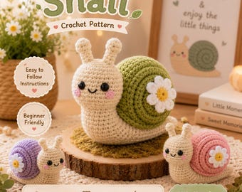 Häkelanleitung für eine Schnecke, anfängerfreundliches Amigurumi-Spielzeug (PDF-Download)