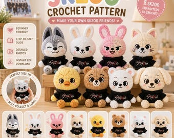 SKZOO Häkelanleitung (PDF) | 8 Kawaii Amigurumi-Figuren (Sofort-Download)