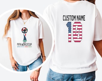 Custom Name Number Soccer Tee, USA 2026 World Cup Fan Shirt