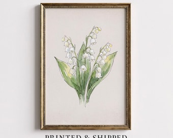 Mai Geburt Blume Botanische Kunst, Maiglöckchen Aquarell Druck, Blumenmalerei (Printed & Shipment)