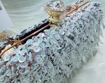 Luxury Crystal Clutch Bag - Sparkly Evening Purse with Rhinestone Clasp, Party Wedding Statement Handbag