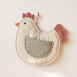 Chicken Potholder Sewing Pattern PDF, Quilted Hen Hot Pad with Pocket, Farmhouse Kitchen Sewing Project
